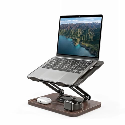 Laptop Stand for Desk,Adjustable Computer Stand with 360° Rotating Base,Foldable & Portable Laptop Stand,Ergonomic Laptop Riser for Collaborative Work,Fits up to 15.6" Notebooks/Laptops