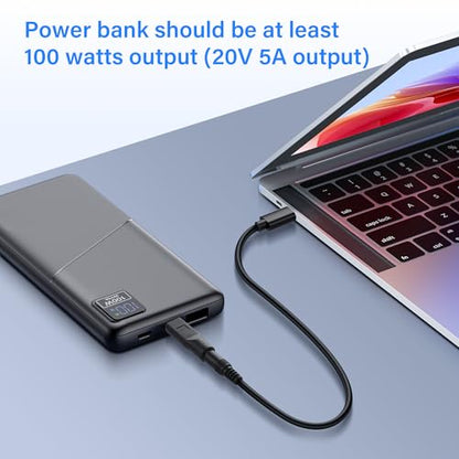 USB C Male to DC Female Power Adapter Type-C to DC 5.5 x 2.1mm Female Converter Work with 20V/100W+ Type-C PD Source（2-Pack）
