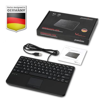 Perixx PERIBOARD-525 US, Wired Mini USB Keyboard with Touchpad - X Type Scissor Keys - 11.18x7.17x1.1 Inches - Build-in 2 USB Hubs - US English - style: Touchpad Keyboard