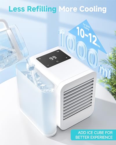 Portable Air Conditioners Fan: Air Conditioner, Ac Unit | Evaporative Air Cooler - Personal Mini Air Cooler with Timer & 7 Light Ac Unit for Bedroom Room Desktop Office (Off-White)
