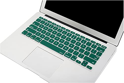 MOSISO Silicone Keyboard Cover Compatible with MacBook Air 13 inch A1466 A1369 2010-2017&Compatible with MacBook Pro 13/15 inch (with/Without Retina Display, 2015 or Older Version), Peacock Green - color: Peacock Green