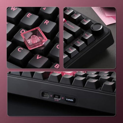 YUNZII B75 PRO Wireless Mechanical Gaming Keyboard | Custom 75% Layout with Knob,Gasket Mount,Hot Swap,Creamy Pre-lubed Switch,BT/USB-C/2.4G(Black Heart, Milk Switch) - color: Black Heart, size: Milk Switch