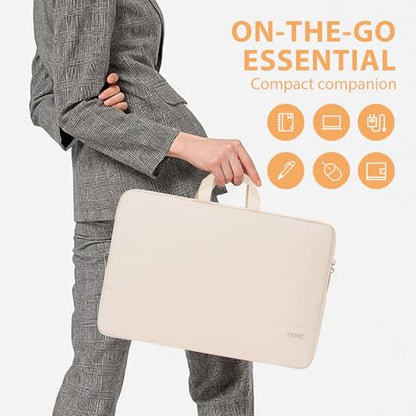 Ytonet Laptop Case 16 inch, 15-15.6 Inch Water Resistant Slim Laptop Sleeve | Compatible with MacBook, HP, Dell, Lenovo, Asus Notebook, Carry Travel Laptop Bag, TSA, Gift for Men Women, Beige - color: Beige, size: 16 inch