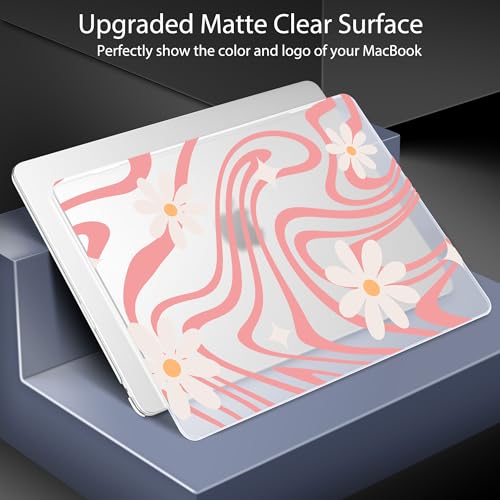 for 2026 MacBook Air 13-inch Laptop Case M5 2026 M4 2025 M3 2024 M2 2022 Release Model A3449 A3240 A3113 A2681, Hard Shell Cover for MacBook Air 13.6 inch, Wavy Swirl Groovy Daisy - color: Wavy Swirl Groovy daisy