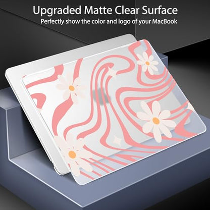 for 2026 MacBook Air 13-inch Laptop Case M5 2026 M4 2025 M3 2024 M2 2022 Release Model A3449 A3240 A3113 A2681, Hard Shell Cover for MacBook Air 13.6 inch, Wavy Swirl Groovy Daisy - color: Wavy Swirl Groovy daisy