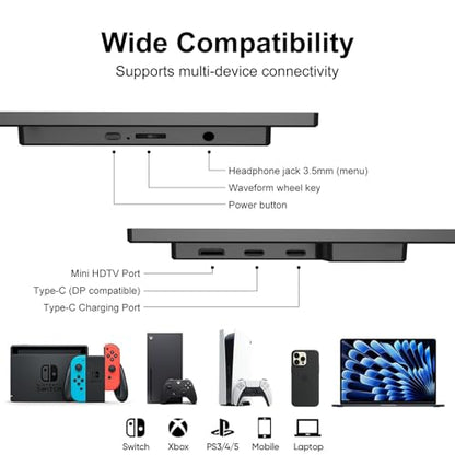 14 Inch 2K Portable Monitor, 16:10 QHD 100% sRGB HDR IPS Screen, Ultra-Slim External Second Monitor for Laptop, Phone, PS5, Xbox, Switch, PC(14.1") - size: 14.1"
