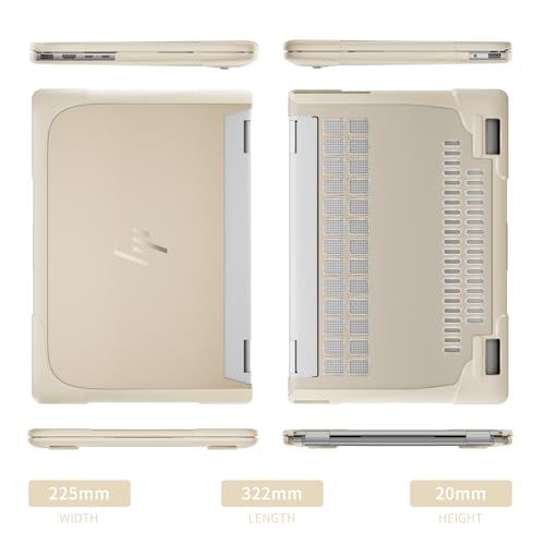 Batianda Protective Case for HP Envy x360 2-in-1 14 Inch 2024, Khaki | Shockproof TPU Bumper with Matte Durable Hard Shell and 360° Flip Support, Fits 14-fc0000 and 14-fa0000 Series - color: Khaki