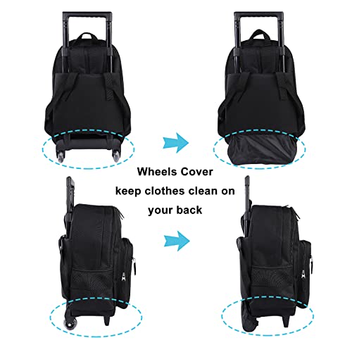 Tilami Rolling Backpack 18 inch Double Handle Wheeled Boys Girls Travel School Children Luggage Toddler Trip - color: Black