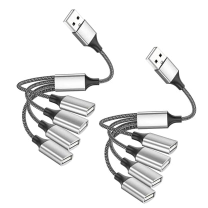 (2-Packs) USB Splitter Hub 4-Port, USB 2.0 Multi-Port Adapter for Charging and Data Transfer, Compatible with Laptop, PC, Printer, U Disk, Keyboard, TV, Tesla Model 3 - color: USB 1to4
