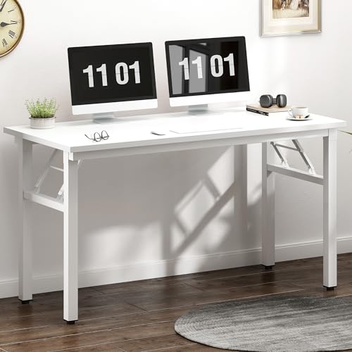 Need 47 inches Computer Desk Office Desk Folding Table with BIFMA Certification Computer Table Workstation, White AC5DW-120 | No-Assembly, Sturdy Foldable Desk for Home Office, Bedroom, Dorm Room, Student Study, Collapsible, Wide, Easy Storage - color: Wh