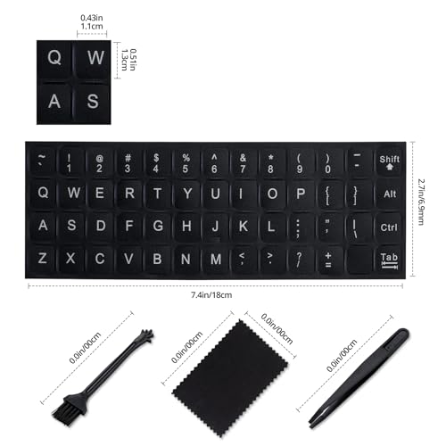 English Keyboard Stickers,[5 in 1] Replacement English Keyboard Letters Sticker with White Font on Black Background Universal for Laptop Desktop Computer,Matte Alphabet Sticker - color: White Letter