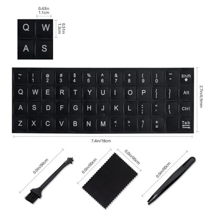 English Keyboard Stickers,[5 in 1] Replacement English Keyboard Letters Sticker with White Font on Black Background Universal for Laptop Desktop Computer,Matte Alphabet Sticker - color: White Letter