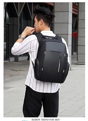 Men's Business Laptop Bag Multifunctional Rechargeable USB Backpack - color: Black