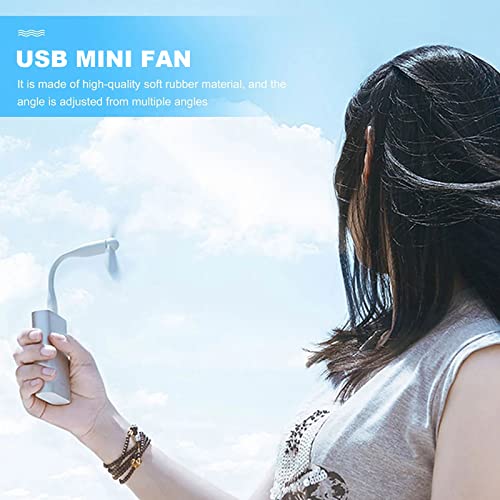 Sokelinn-six USB Flexible Fan, Mini Portable Cooling Fans USB Powered for Power Bank Laptop PC AC Charger - 2 Pack (White) - color: White