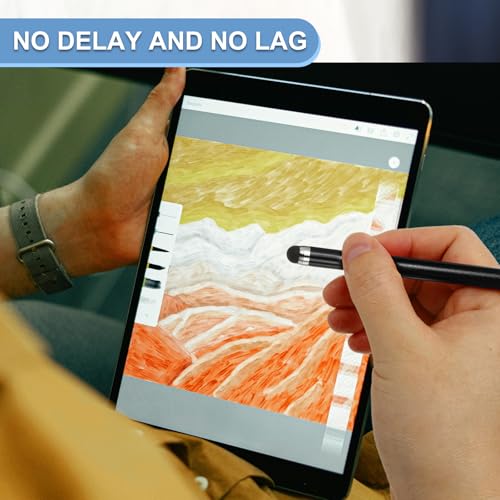 PATIKIL 2 Pcs Screens Capacitive Pen with Spring Rope Fixing Base High Sensitivity for Mobile Phone Car Navigation GPS POS Tablet Laptop, Black/White - color: Black/White