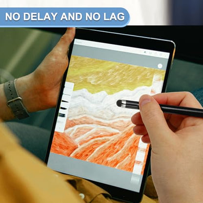 PATIKIL 2 Pcs Screen Capacitive Pen with Spring Rope Fixing Base High Sensitivity for Mobile Phone Car Navigation GPS POS Tablet Laptop, Black - color: Black