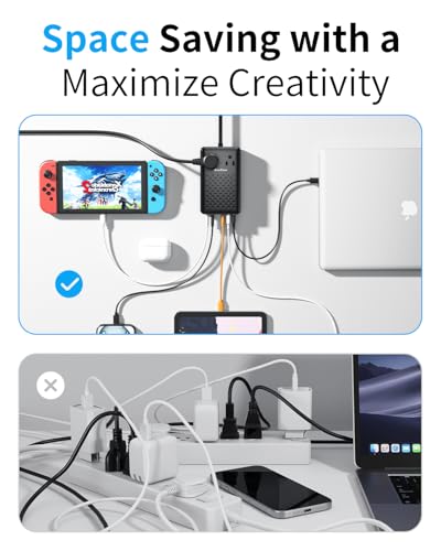 Charging Station 140W USB C Charger Block, Upgraded GaN III 8-in-1 Fast Charging Station Hub，PD 100W Laptop Charger Adapter Compatible with Compatible with MacBook Air/Pro,iPhone16/15,Galaxy S24 etc