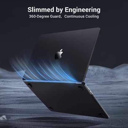 MOSISO Compatible with MacBook Air 15 inch Case M5 M4 M3 M2, Black Clear | Ultra Thin Hard Case,Precision Color & Anti-Fingerprint -Compatible with MacBook Air 15.3 inch A3241 A3114 A2941 2026-2023 - color: Black Clear