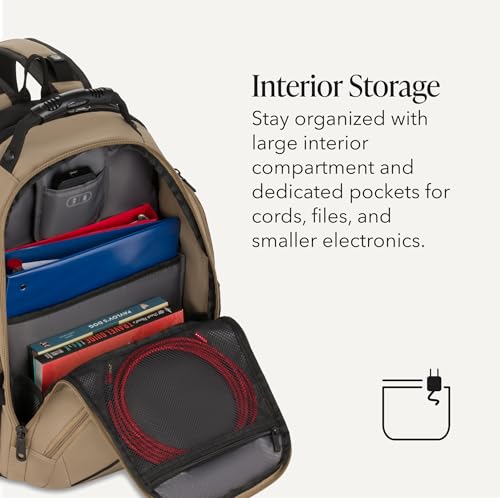 SWISSGEAR 1900 ScanSmart Laptop Backpack, Fits Most 17-Inch Laptops, TSA-Friendly Lay-Flat Design, RFID Protection, and Tablet Pocket, Black, 31L, 18.5-Inch - color: Pastel Brown