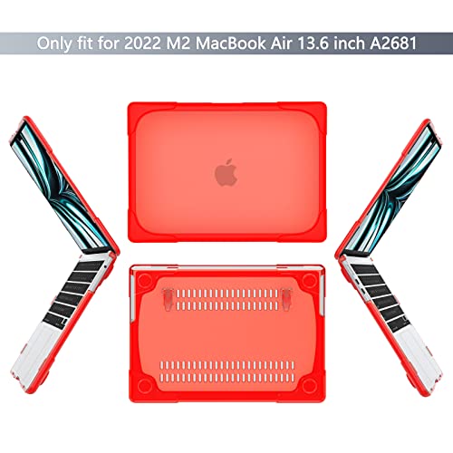 Batianda Foldable Stand Heavy Duty Case for MacBook Air 13.6 inch, Red | Fits M5 M4 M3 M2 Chip 2026-2022 Model, Ergonomic Stand Holds 22 lbs, Shockproof Bumper, with Keyboard Cover Screen Protector - color: Red-1