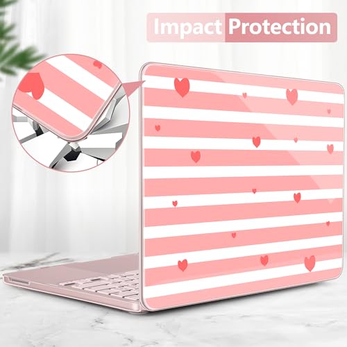 for MacBook Neo 13 Inch Case 2026 Release Model A3404, Pink Aesthetic Ultra-Slim Hard Shell with Keyboard Cover, 6-in-1 Laptop Accessories Bundle for Women Girls, Sweet Stripes - color: Sweet Stripes