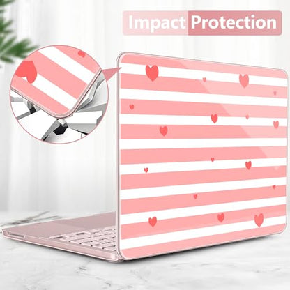 for MacBook Neo 13 Inch Case 2026 Release Model A3404, Pink Aesthetic Ultra-Slim Hard Shell with Keyboard Cover, 6-in-1 Laptop Accessories Bundle for Women Girls, Sweet Stripes - color: Sweet Stripes