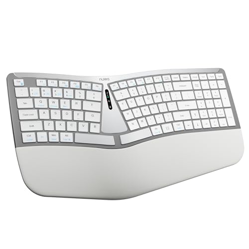 Nulea RT07B Wireless Ergonomic Keyboard - Split Keyboard, Wrist Rest, Natural Typing, Bluetooth and USB Connectivity, USB-C Rechargeable,Compatible with Windows Mac (Grey White) - color: B-Grey White