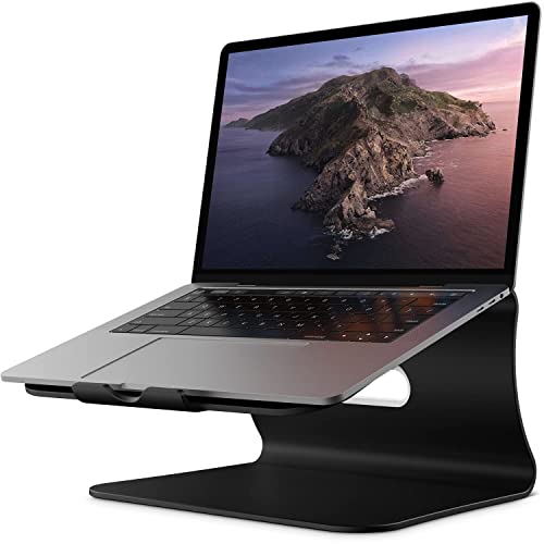 Laptop Stand, Aluminum Notebook Holder Riser Heat-Vent for MacBook Air/Pro, Dell, HP, Lenovo, Microsoft Surface, Samsung 11-16 inches Notebook (Black) - color: Black