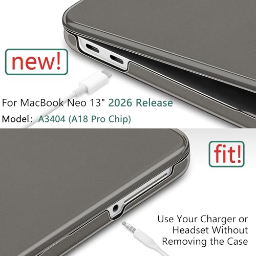 Matte Frosted Compatible with MacBook Neo 13 Inch 2026 (Model A3404 | A18 Pro Chip) | Anti-Fingerprint Hard Shell, Ultra Slim, Non-Slip, Lightweight Protective Cover | Frosted Black - color: Matte Black