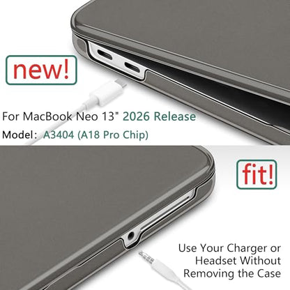 Matte Frosted Compatible with MacBook Neo 13 Inch 2026 (Model A3404 | A18 Pro Chip) | Anti-Fingerprint Hard Shell, Ultra Slim, Non-Slip, Lightweight Protective Cover | Frosted Black - color: Matte Black