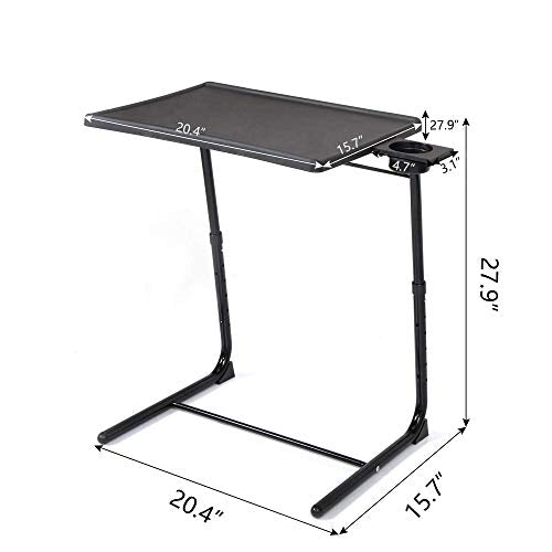 Adjustable TV Tray Table with Cup Holder - 20.4 x 15.7 inch TV Dinner Tray on Bed & Sofa, Large Size Comfortable Folding Table, Laptop Table for Couch with 6 Height & 3 Tilt Angle Adjustments（2 Pack) - size: TV tray-2 pack