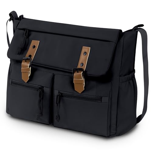 Travel Messenger Bag for Women Men: Durable Canvas Crossbody Handbag with Adjustable Strap Lightweight Laptop Purse