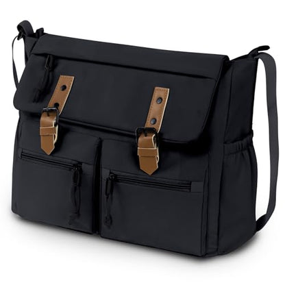 Travel Messenger Bag for Women Men: Durable Canvas Crossbody Handbag with Adjustable Strap Lightweight Laptop Purse