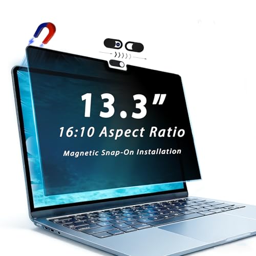 13.3 Inch 16:10 Laptop Privacy Screen, Magnetic Privacy Filter, Removable Anti-Spy Screen Protector, Universal Computer Privacy Shield for 13.3" Laptops, Compatible with Dell, HP, Lenovo, Asus (Universal 13.3” (16:10) – 11.26” × 7.05”) - size: 13.3” (16:1