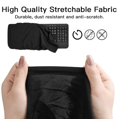 Keyboard Dust Cover for Full-Size Mechanical Gaming Keyboards | Stretch Fabric Anti-Dust Keyboard Sleeve, Fits 17.9" x 6.3" to 20.5" x 8.7" Standard Keyboards, Black, Size L - size: L