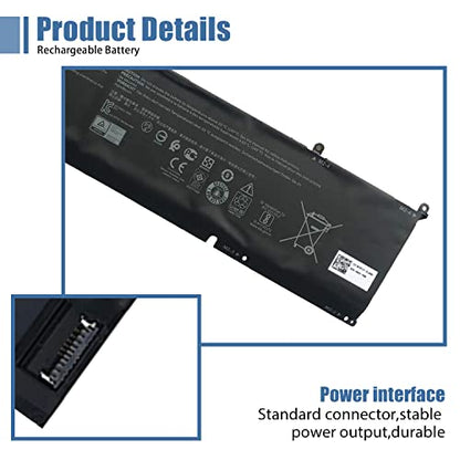 56Wh 8FCTC Laptop Battery Replacement for Dell XPS 15 9500 Precision 5550 | Compatible with Dell Alienware M15/M17 R3/R4 Inspiron 15 7510, Replaces 08FCTC 70N2F P8P1P DVG8M, 11.4V 4650mAh Battery - size: 11.8*2.14*0.17 inch 8FCTC