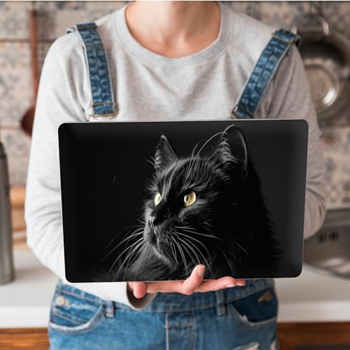Universal Laptop Skin Sticker with 2 Wrist Pad Skins, Waterproof Scratch Resistant Vinyl Laptop Cover Decal, Cut to Fit for 11–15.6 Inch MacBook HP Dell Lenovo, Black Cat - color: Black Cat