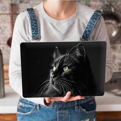 Universal Laptop Skin Sticker with 2 Wrist Pad Skins, Waterproof Scratch Resistant Vinyl Laptop Cover Decal, Cut to Fit for 11–15.6 Inch MacBook HP Dell Lenovo, Black Cat - color: Black Cat