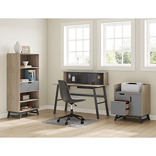 Realspace® Nashira 27"W Printer Stand with Charging Station, Light Oak/Gray