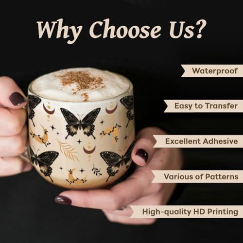UV DTF Cup Wraps Transfer Stickers Bohemian Divination Pattern, 10 Sheets Waterproof Custom Vinyl Transfer Sticker 16oz Coffee Glass Cup Tumbler Bottle Mug Decals for Men Women | Waterproof UV DTF Stickers, Custom Vinyl Decals for 16oz Coffee Cups Tumbler