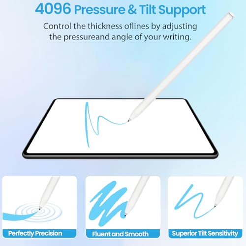 EMR Stylus Pen for Remarkable 2 / Remarkable 1, Kindle Scribe, BOOX Tablets, Battery-Free with Digital Eraser, 4096 Pressure Levels, Magnetic Pen Holder, 10 Replacement Nibs Included, White - style: 10 Pencil Tips-white