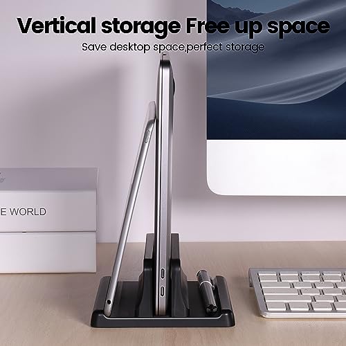 3 in 1 Vertical Laptop Stand Holder,Adjustable ABS Plastic Desktop Notebook Dock,Vertical Laptop Stand Space-Saving for All MacBook/Surface/Samsung/HP/Dell/Chrome Book - size: 1-Slot