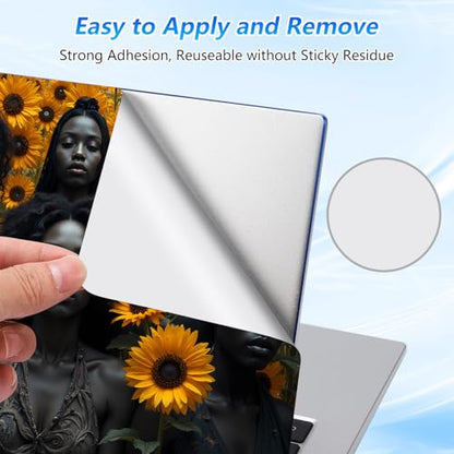 Universal Laptop Skin Sticker Decal with 2 Wrist Pad Skins, Waterproof Scratch Vinyl Cover for 11–15.6 Inch MacBook, HP, Dell, Lenovo, Cutable & Reusable,Black Women Sunflower - color: Black Women Sunflower