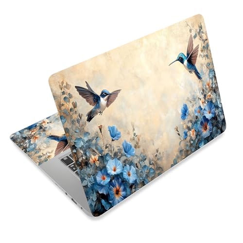 Laptop Skin Sticker Decal for 12 13 13.3 14 15 15.6 in, Universal Vinyl Waterresistant Protector Cover for Notebook PC Netbook, Computer Decor for Women Girls Hummingbirds & Blooms - color: Hummingbirds & Blooms