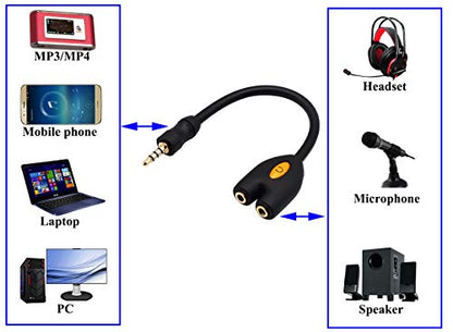 3.5mm Audio Headphone Y Splitter Cable 4-Pole 3.5mm AUX Male to 2 Port 3.5mm Female Headset Mic & Stereo Audio Y Splitter Cable for Earphone,for Smartphone, Samsung, LG, (17.5CM)(4Pole) - color: 4Pole