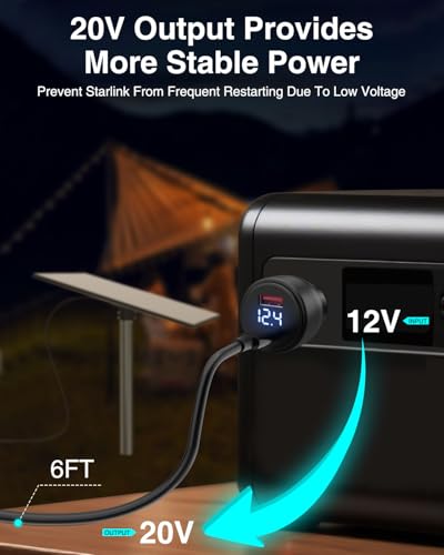 Starlink Mini Car Adapter USB C Cable Starlink Mini Accessories Car Charger PD 100W Fast Charging Cigarette Lighter Power Cord with Digital Display for Cars RVs Trucks Yachts， 6ft 1.8M - size: 6FT
