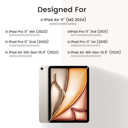 Keyboard Case for iPad Air 11-inch M2/Air 5th 4th Generation, 7-Color Backlit Detachable Keyboard Case with Pencil Holder for iPad Air 11" 2024 /Air 5 2022/Air 4 2020/Pro 11 1st, Rose Gold - color: Pink