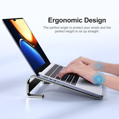 MOKURU Laptop Riser for Desk - Aluminum Ergonomic Computer Stand for Laptop Cooling - Compatible with MacBook Pro/Air, Dell, HP, Lenovo, 10-17.3'', Black - color: Black