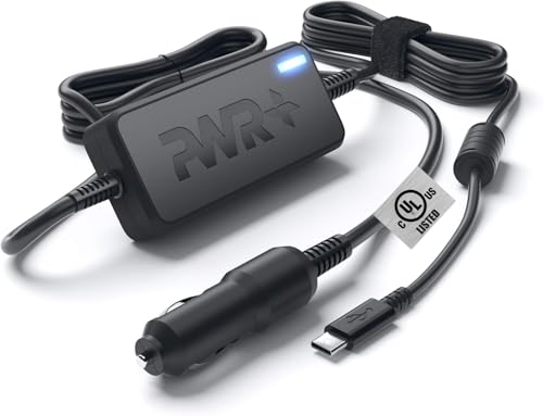 Pwr USB-C CAR Charger for Dell Latitude 11 12 13 5175 5285 5289 7275 7285 7370, Dell Pro 13 14 16 Plus, Dell XPS 12 13 9370 9365, Dell Chromebook 11 3100 5190 - UL Listed 10 Ft Power Supply Cord 90W