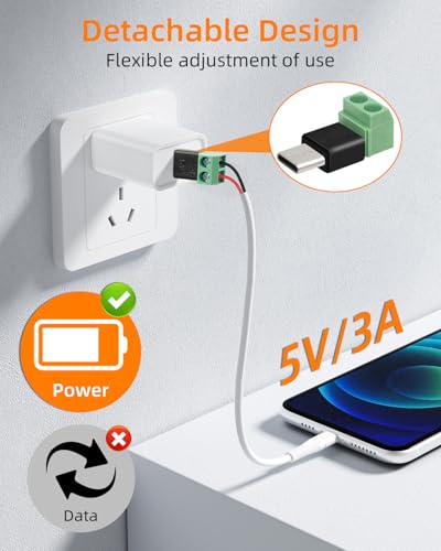 GELRHONR USB C to 2Pin Screw Terminal Adapter, 5V Type C to 2 Pin Solderless Converter Connector for DIY, USBC Repairment and Small Appliances, 4Pack (C Male to 2Pin) - style: C Male to 2Pin